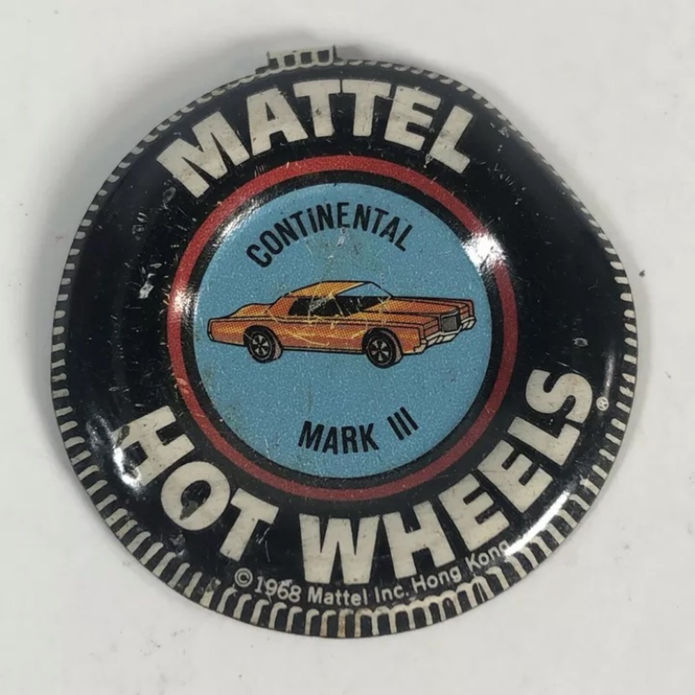 Vtg Rare 1968 Mattel Hot Wheels Redline Continental Mark Metal III Tab Button